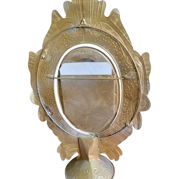 Very Unique Hand Crafted Punched Tin Gold Pictire Frame One Of A Kind - Picture 7 of 9